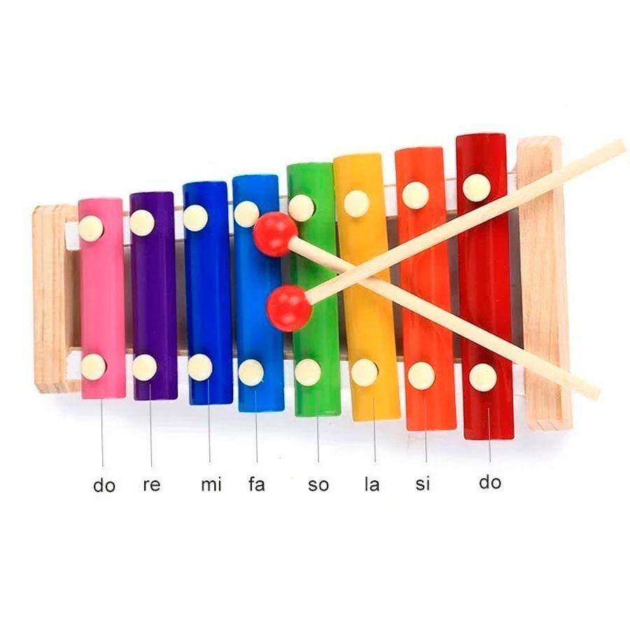 Xilófono Musical Infantil De Madera 8 Notas Coloridas-3
