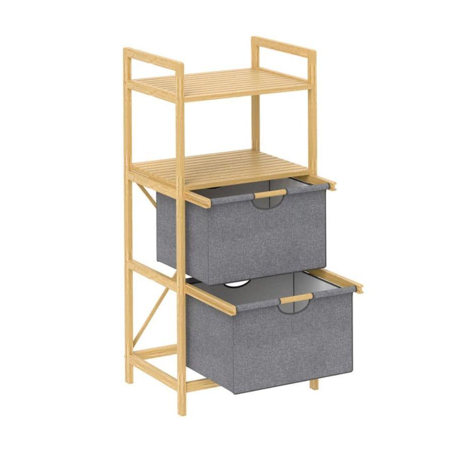 Estante Mueble Bambu Cajones Baño Organizador Gris-0