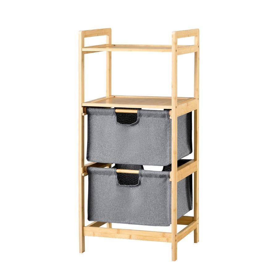Estante Mueble Bambu Cajones Baño Organizador Gris-2