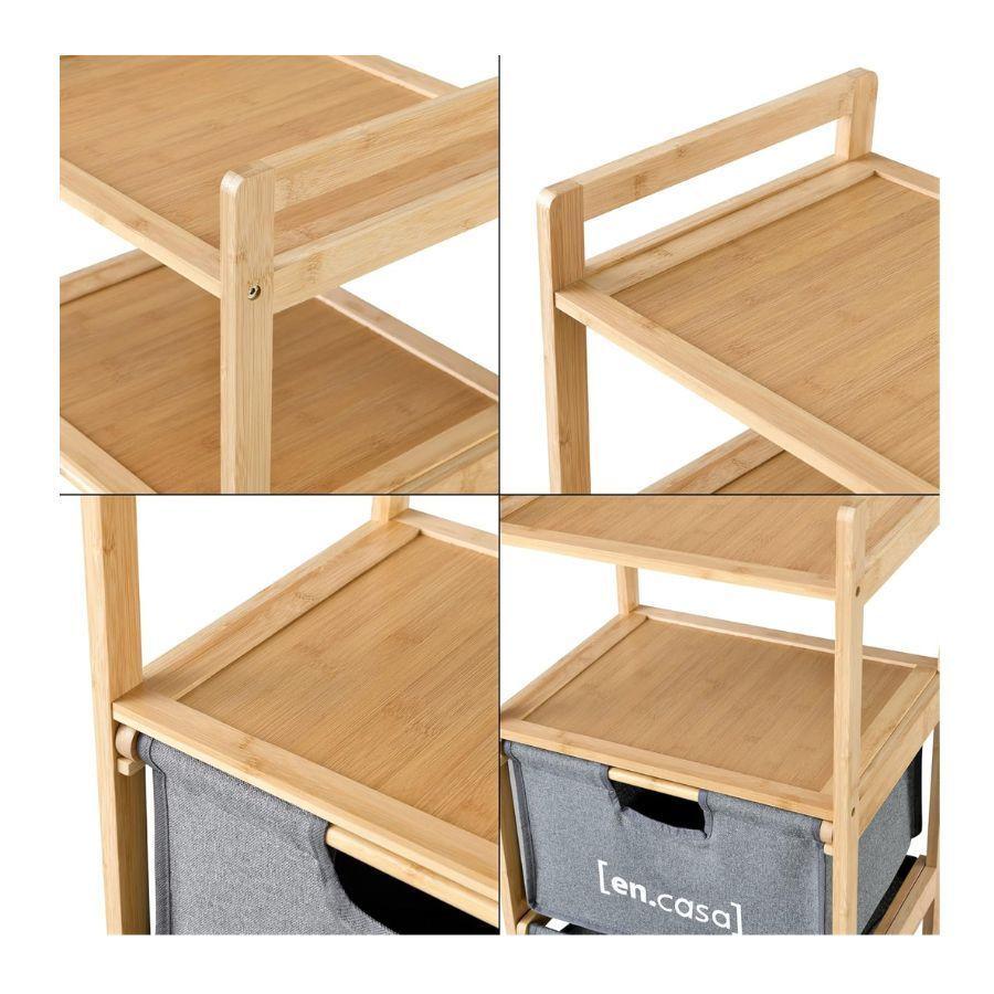 Estante Mueble Bambu Cajones Baño Organizador Gris-4