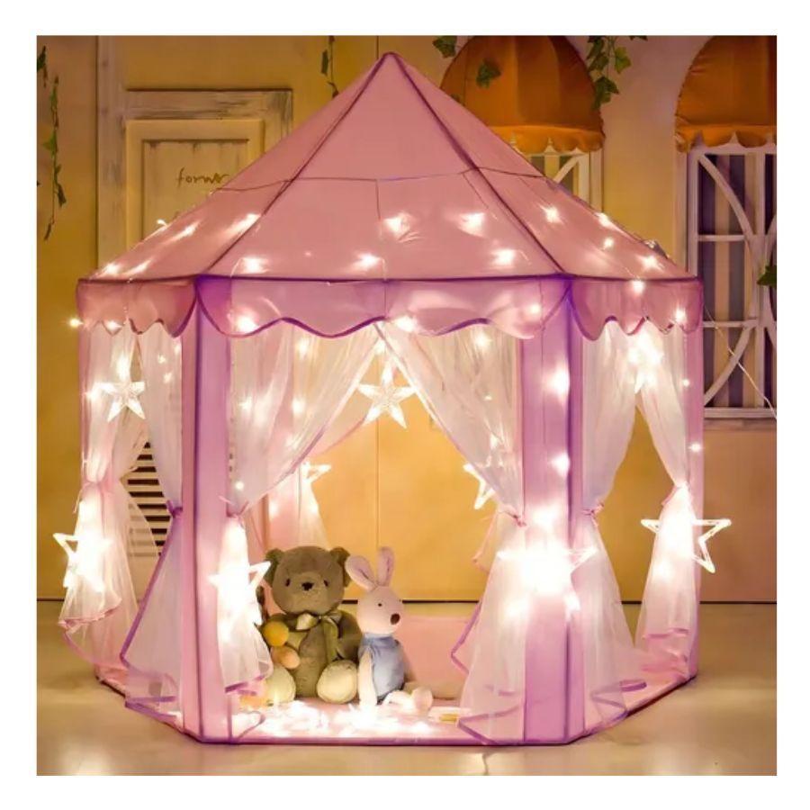Carpa Infantil Castillo Rosado Portátil -6