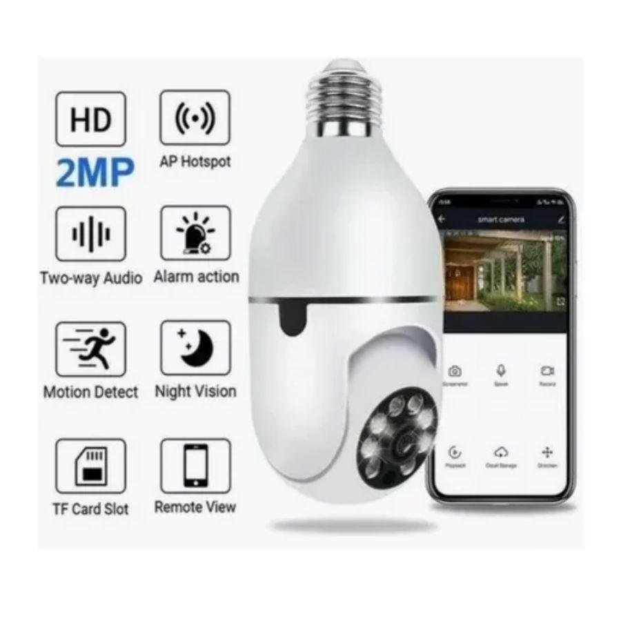 Cámara Seguridad Foco Wifi Y Rotación 360° Hd Night Vision -4