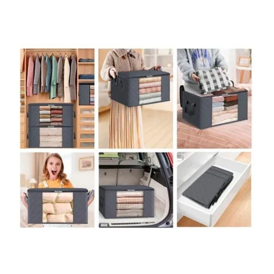 Organizador De Bolsas Almacenamiento De Ropa Gris 3 Unidades -3