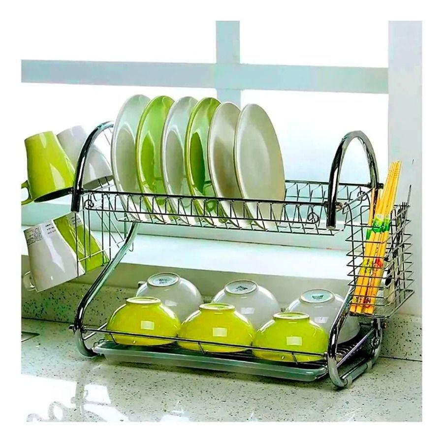 Estante Escurridor Organizador Platos 2 Niveles 40X26X38 Cm-2