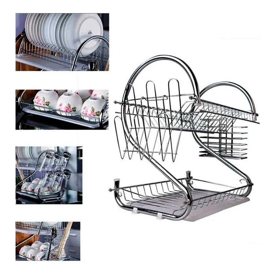 Estante Escurridor Organizador Platos 2 Niveles 40X26X38 Cm-4
