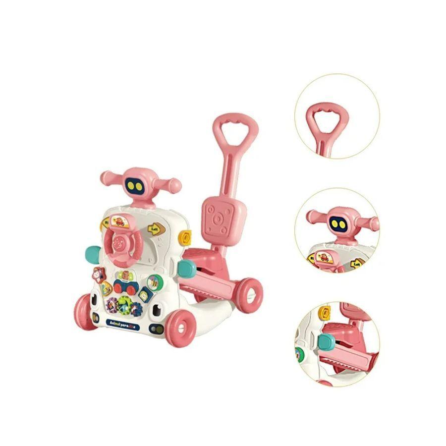 Andador Caminador Bebé Musical Multifuncional 3 En 1 Rosa-4