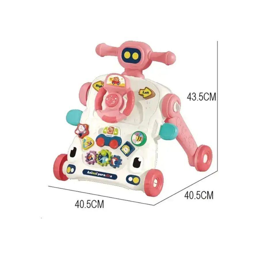 Andador Caminador Bebé Musical Multifuncional 3 En 1 Rosa-5