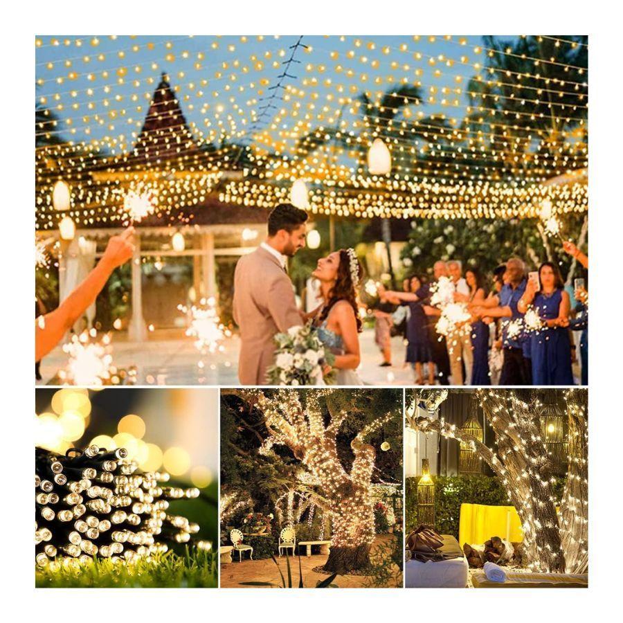 Luces De Exteriores 200 LED Amarillas Con Panel Solar 20 Metros-2