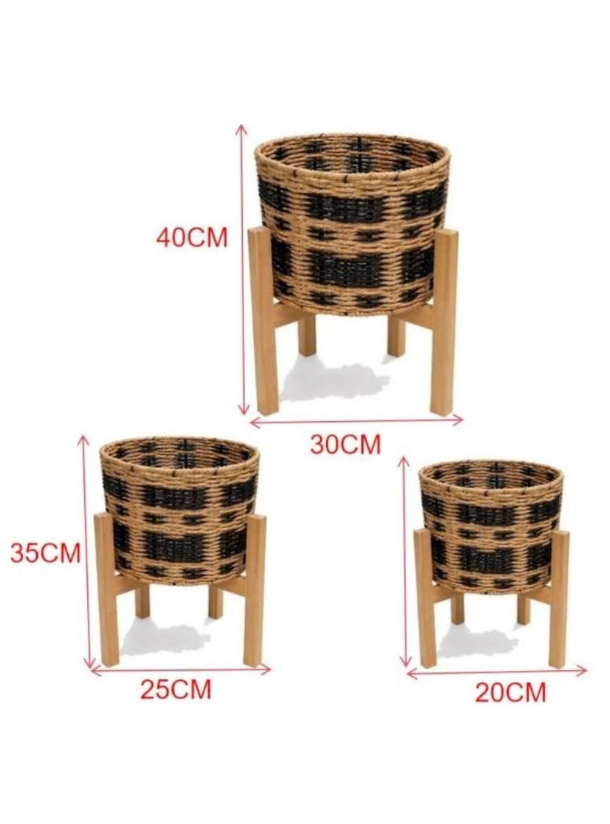 Set de 3 Maceteros Premium con Bases de Madera-3