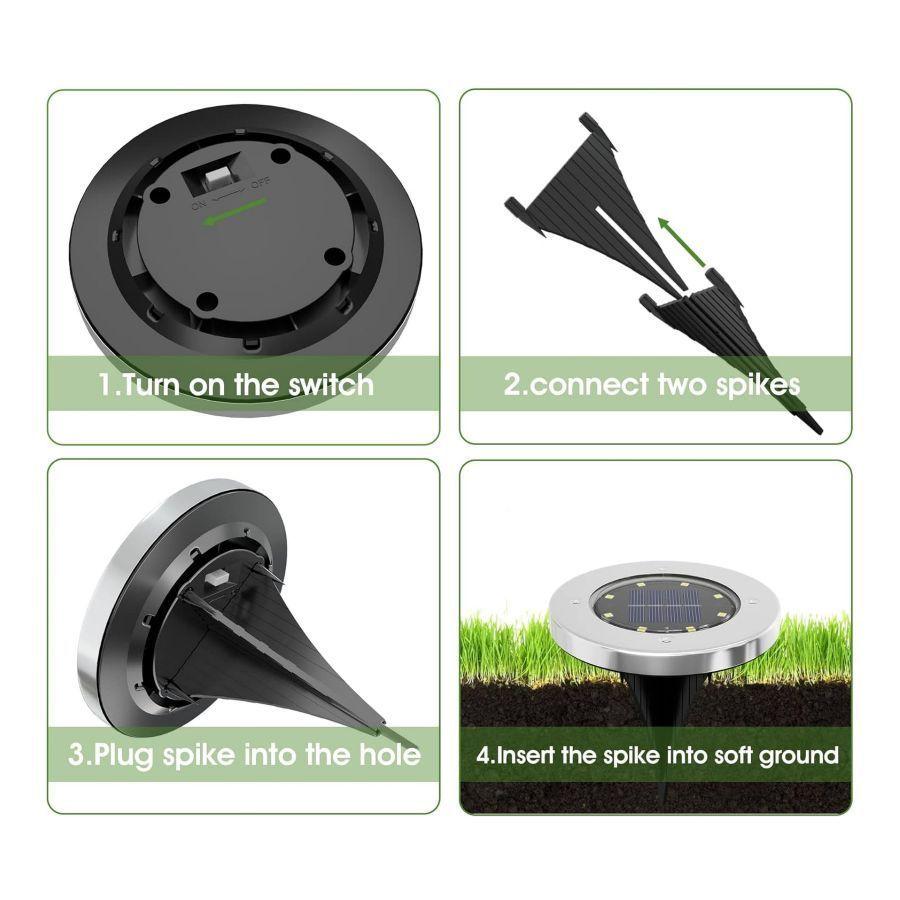 Pack 4 Focos Luces Jardín Solares LED Para Exteriores Estacas-2