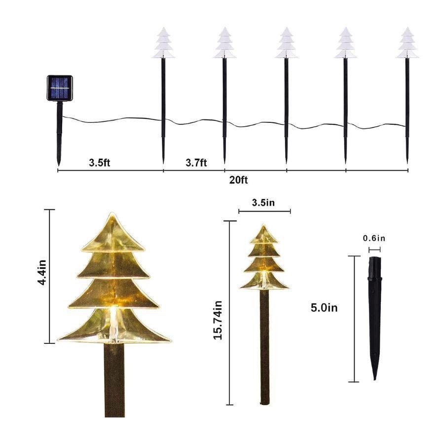 Pack 5 Estacas Arbolitos De Navidad Luces Solares-1