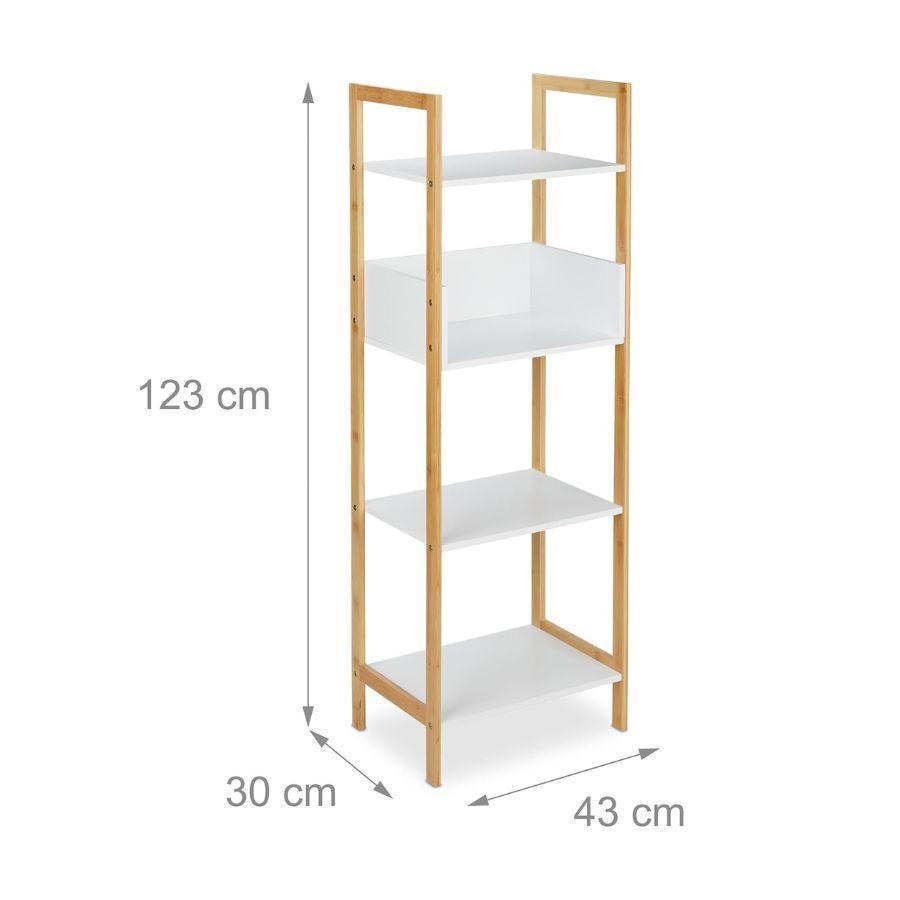 Estante De Almacenamiento Bambú Y MDF 4 Niveles-2