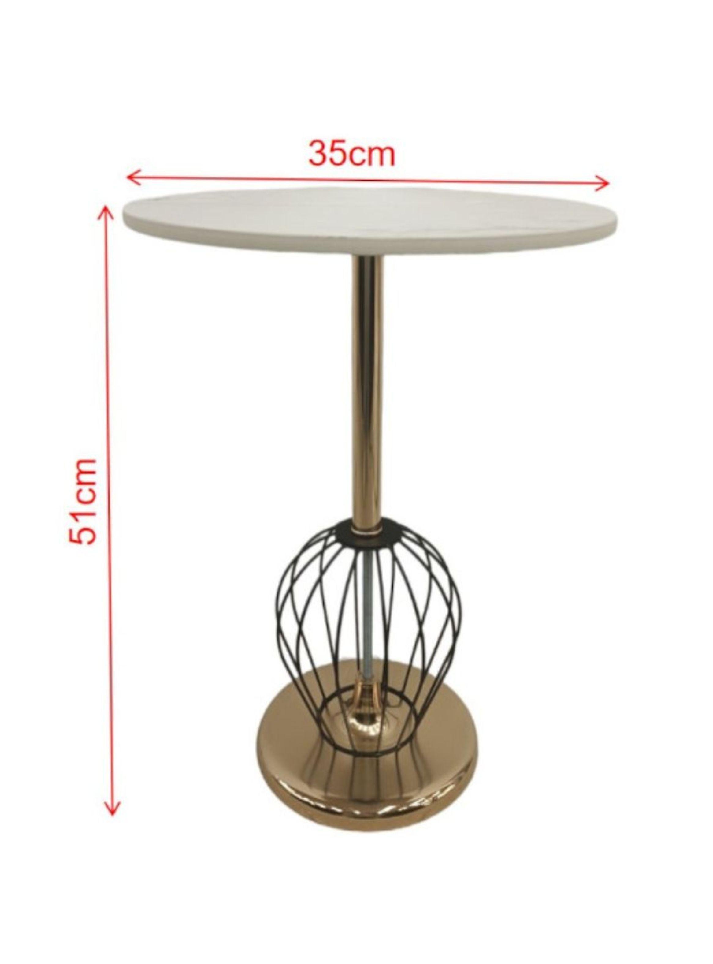 Mesa De Centro Redonda Blanco Con Dorado -1