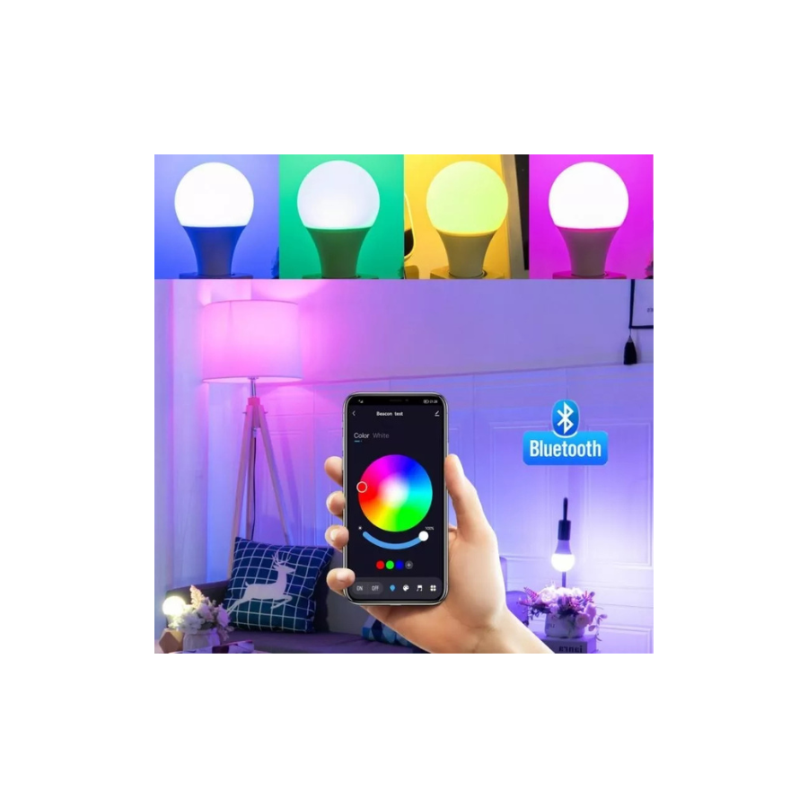 Ampolleta inteligente iluminacion RGB Bluetooth Led E27-3