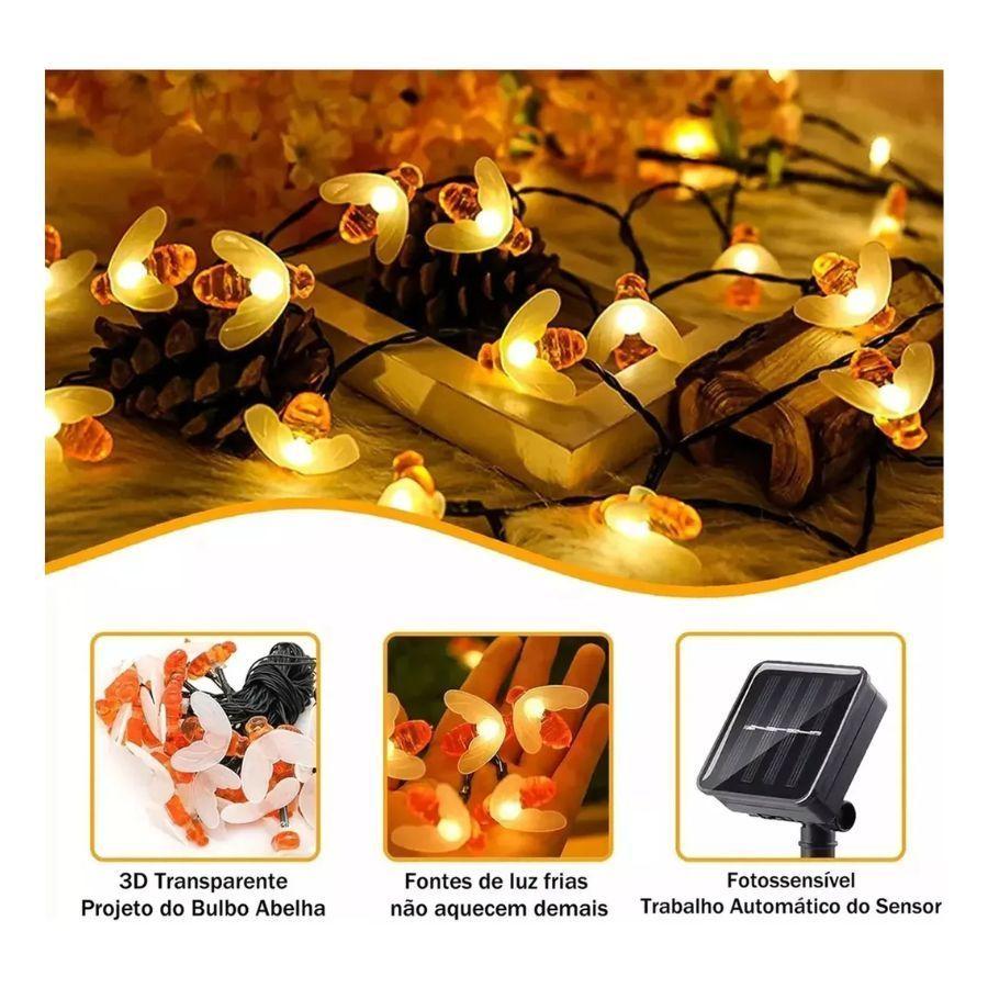Guirnalda Solar 30 LED Luces De Abejas -2