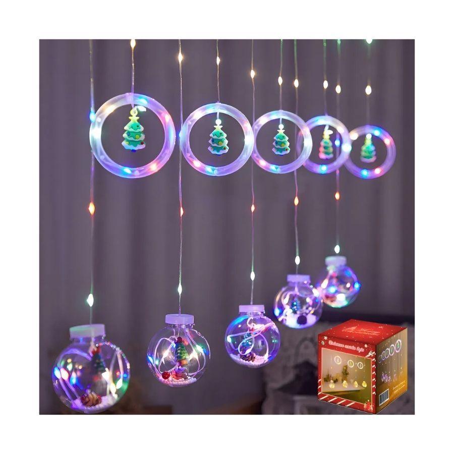 Luces Guirnalda Navideñas Cascada Navidad Aros Bolas Multicolor 5M-2