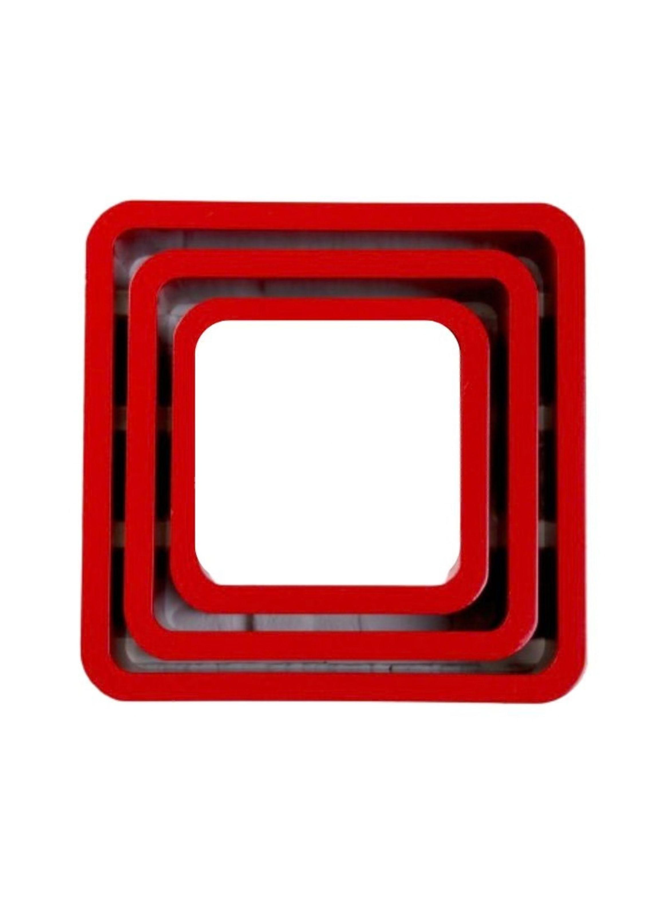 Set 3 Estantes Repisas Flotantes Cuadradas Modernas Rojo-0