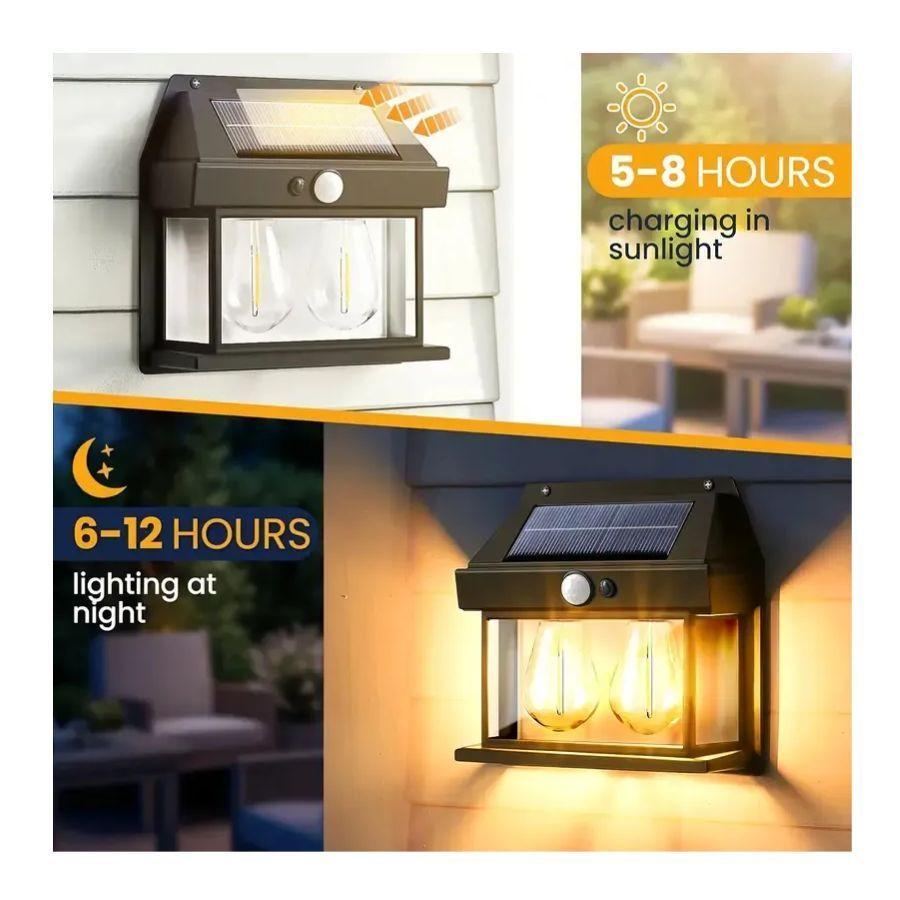 Lámpara Solar Led  De 2 Focos Con Sensor -4