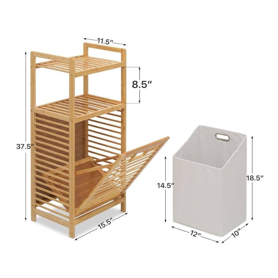 Organizador De Ropa Sucia 3 Niveles Con Canasta Plegable -3
