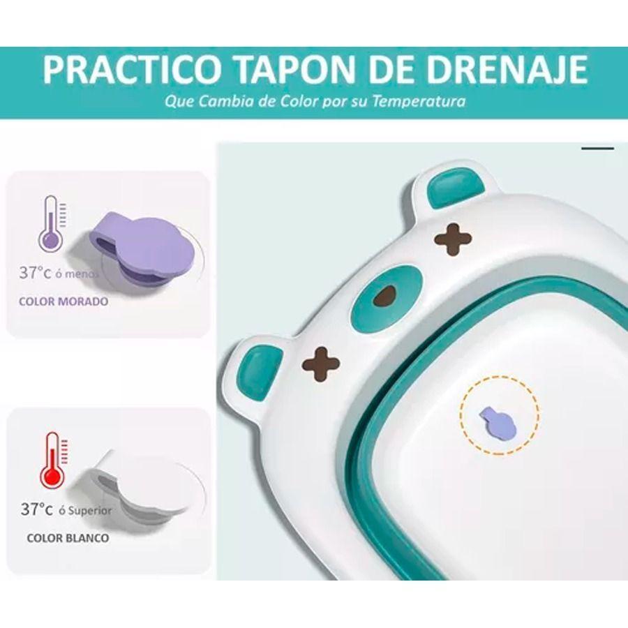 Tina Bebe Bañera Plegable Diseño De Oso Con Termómetro-2