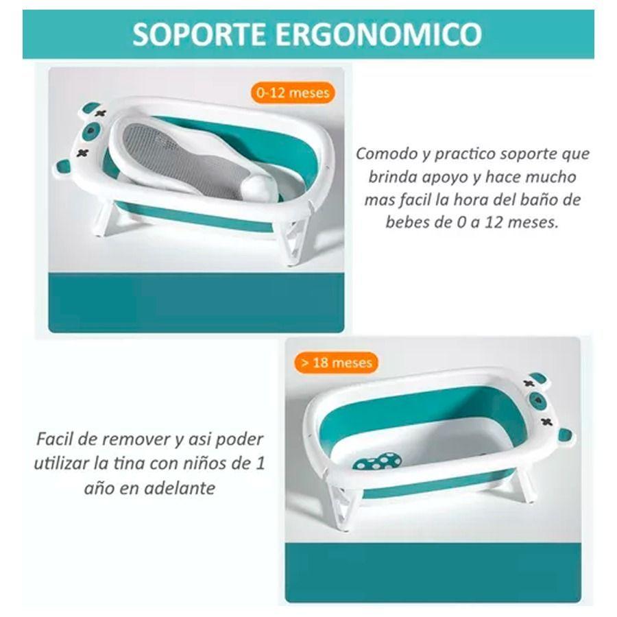 Tina Bebe Bañera Plegable Diseño De Oso Con Termómetro-3