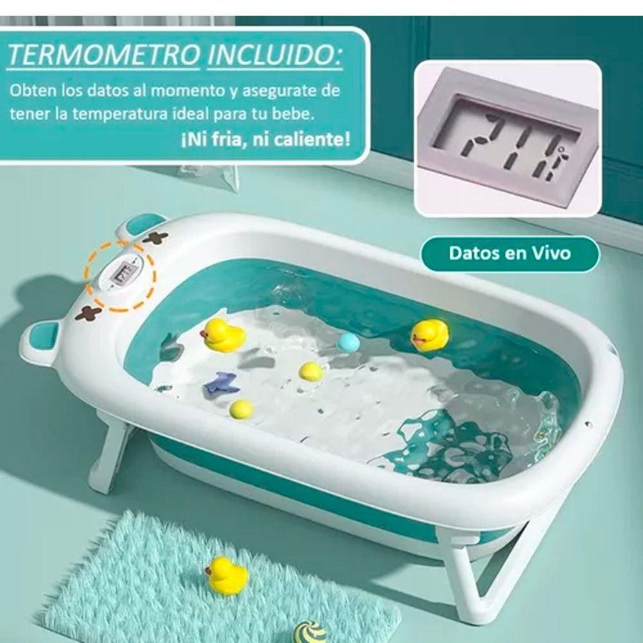 Tina Bebe Bañera Plegable Diseño De Oso Con Termómetro-5