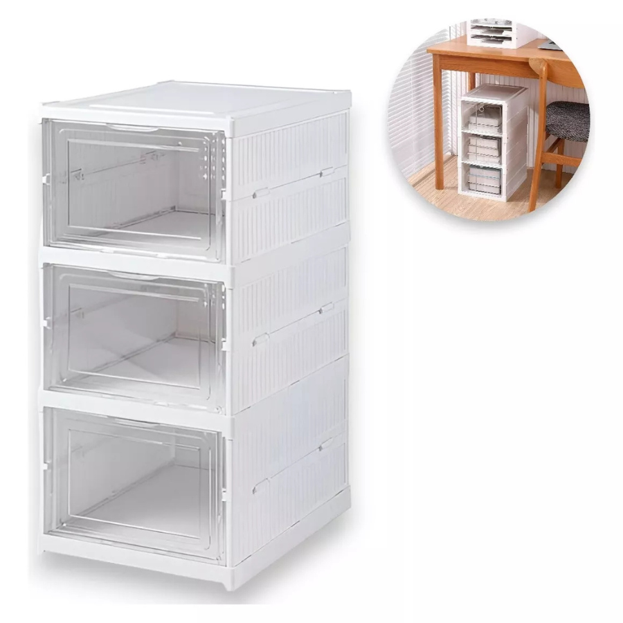 Zapatero Plegable Almacenamiento Contenedor 3 niveles-2