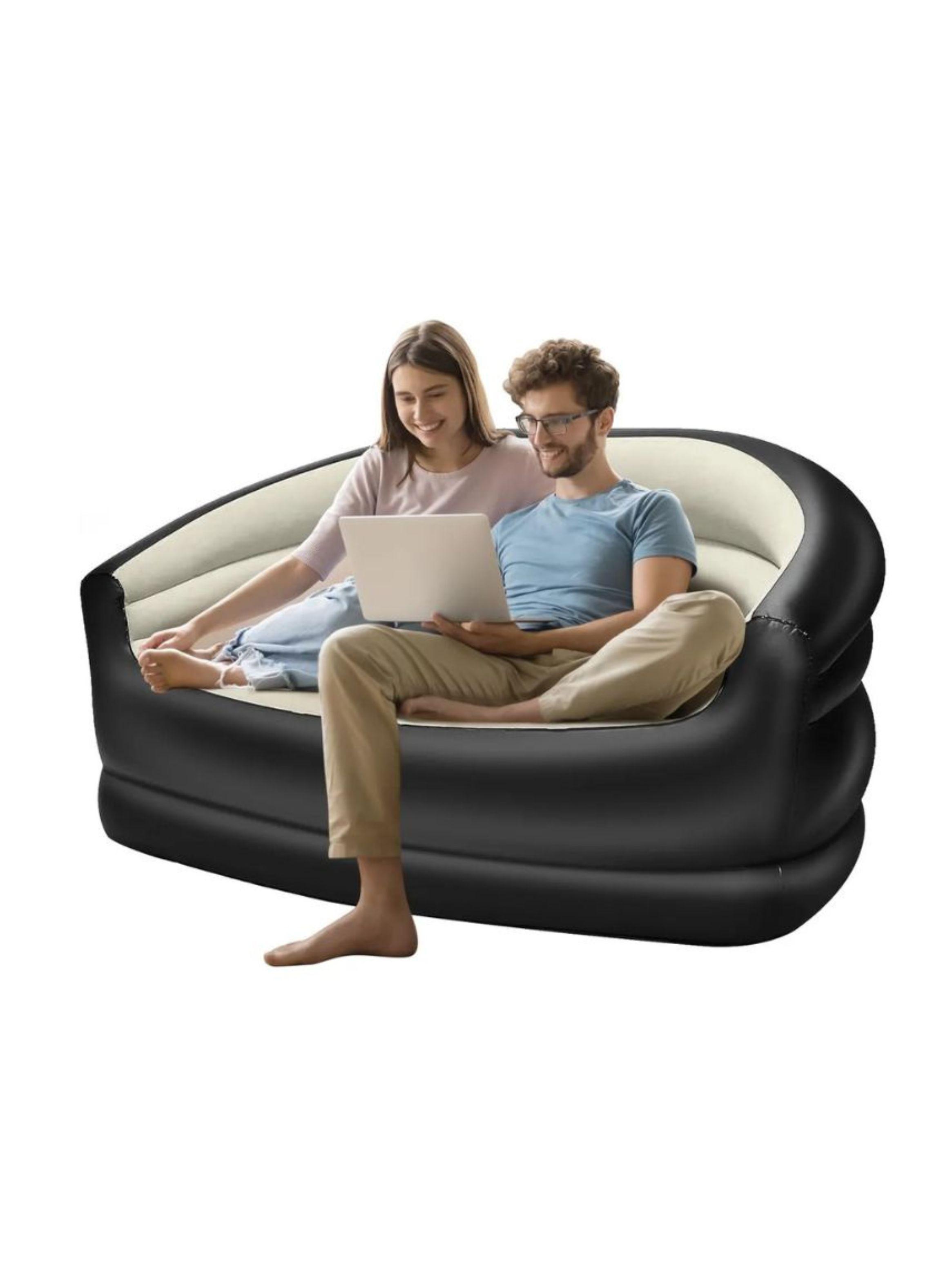 Sofá Inflable Doble Para Acampar Y Hogar Tumbona Portátil -3