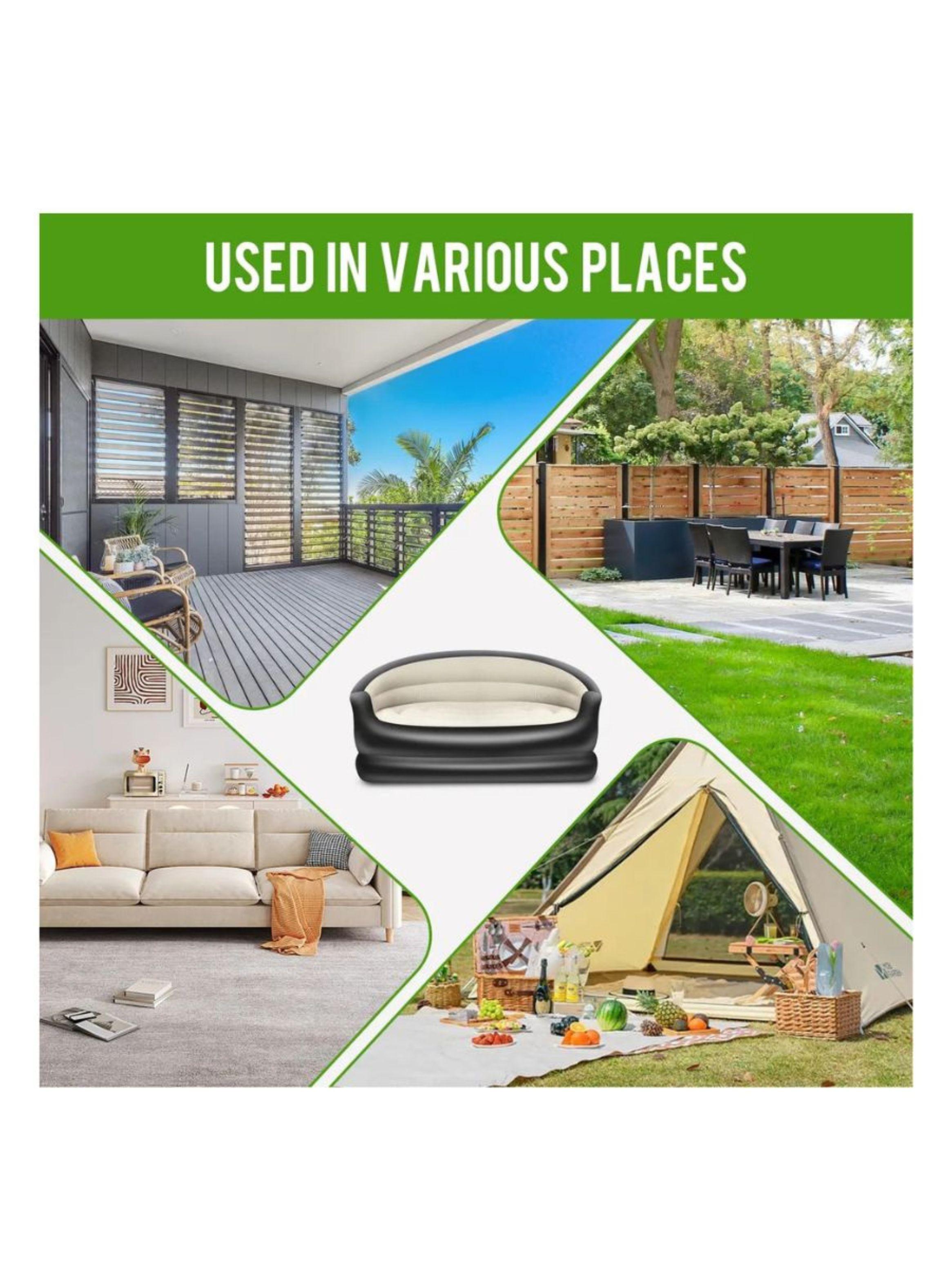 Sofá Inflable Doble Para Acampar Y Hogar Tumbona Portátil -4