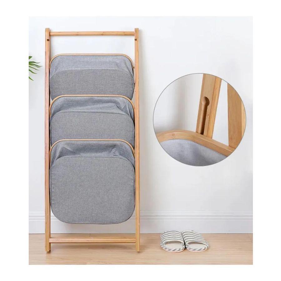 Estante De Almacenamiento De 3 Niveles Con Cesto Plegable-2