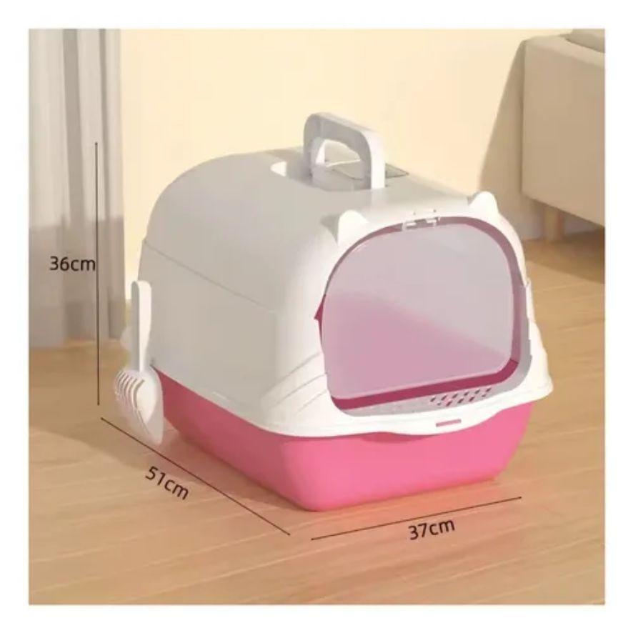 Arenero Baño Sanitario De Gatos Tapa Plegable Grande Rosa-2