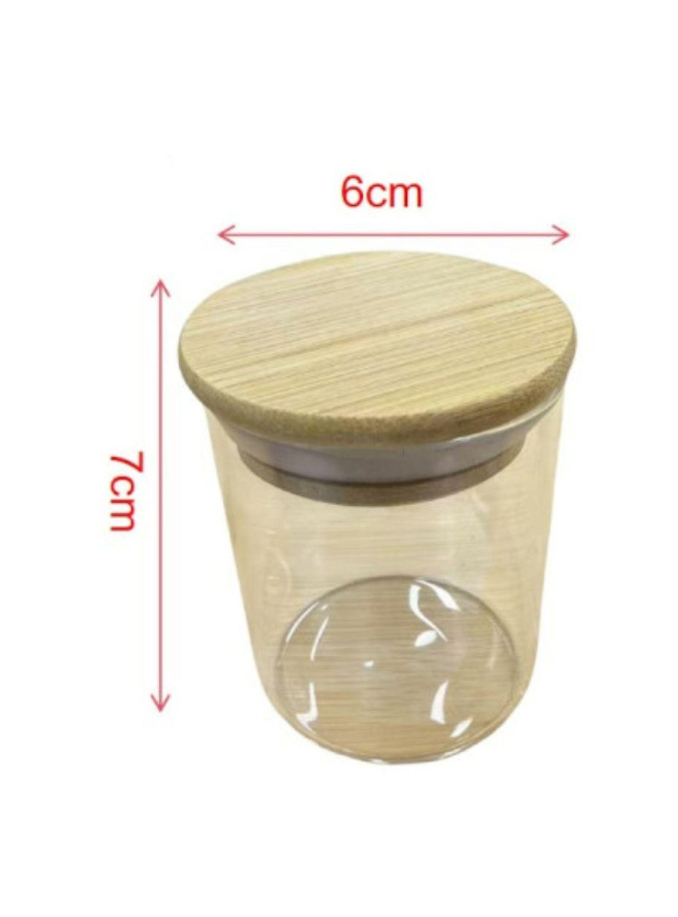 Set 8 Frascos Para Condimentos Vidrio Tapa Bambu Con Soporte-2