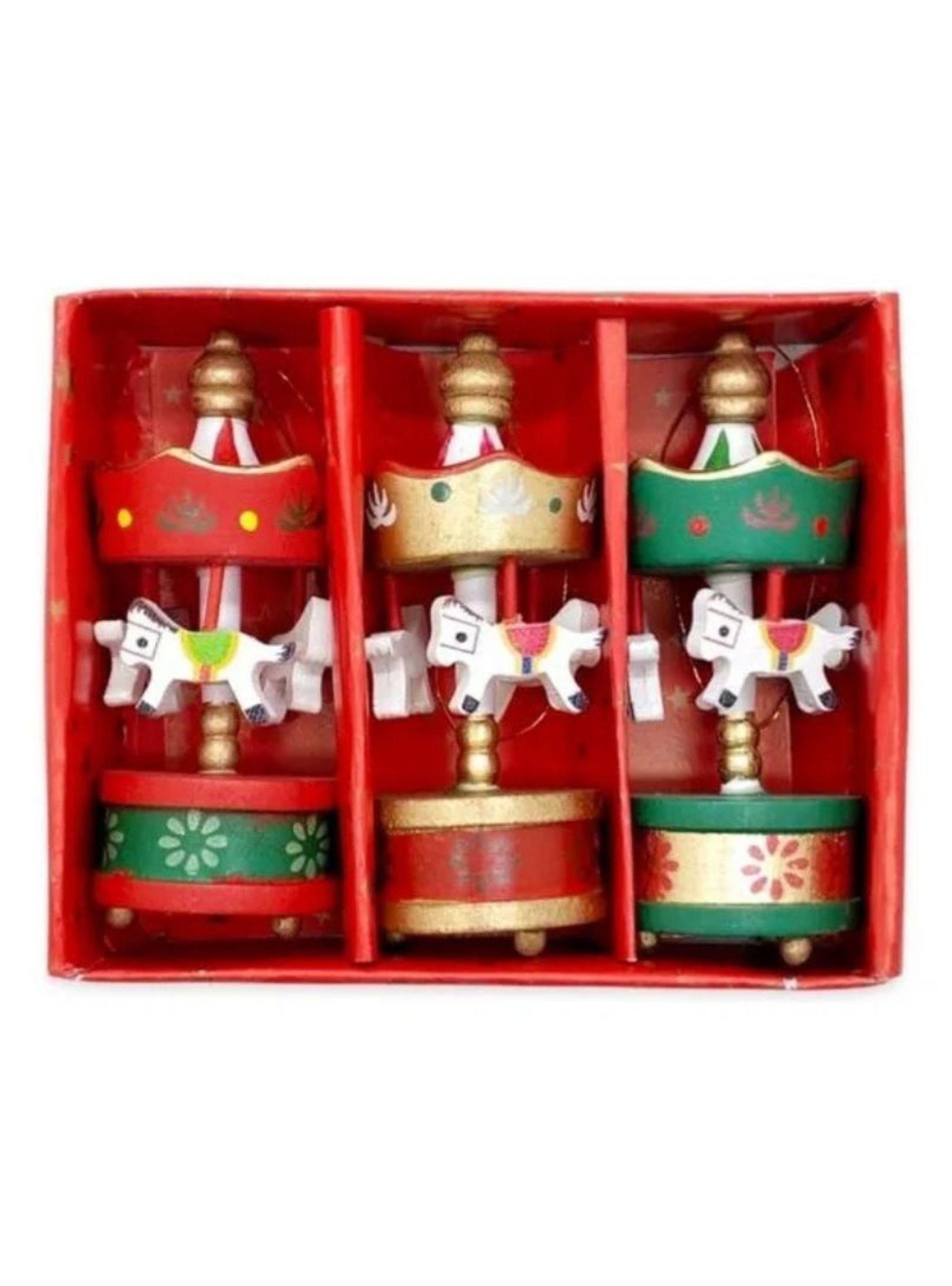 Set Adornos Carrusel Colgante Navideño Decoración Pack X3-0