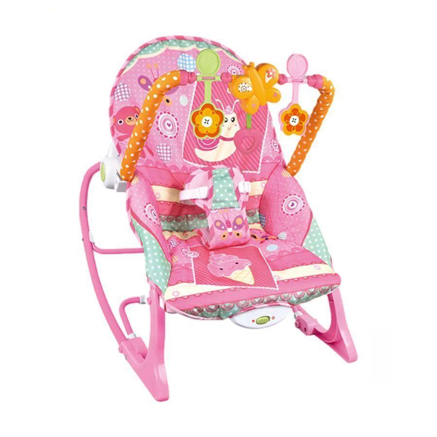 Silla Mecedora Musical Para Bebé 3 En 1 Fucsia-0