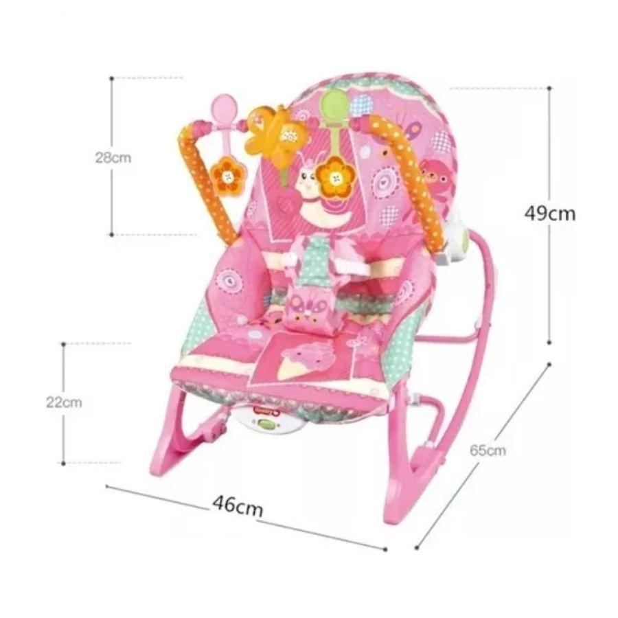 Silla Mecedora Musical Para Bebé 3 En 1 Fucsia-3