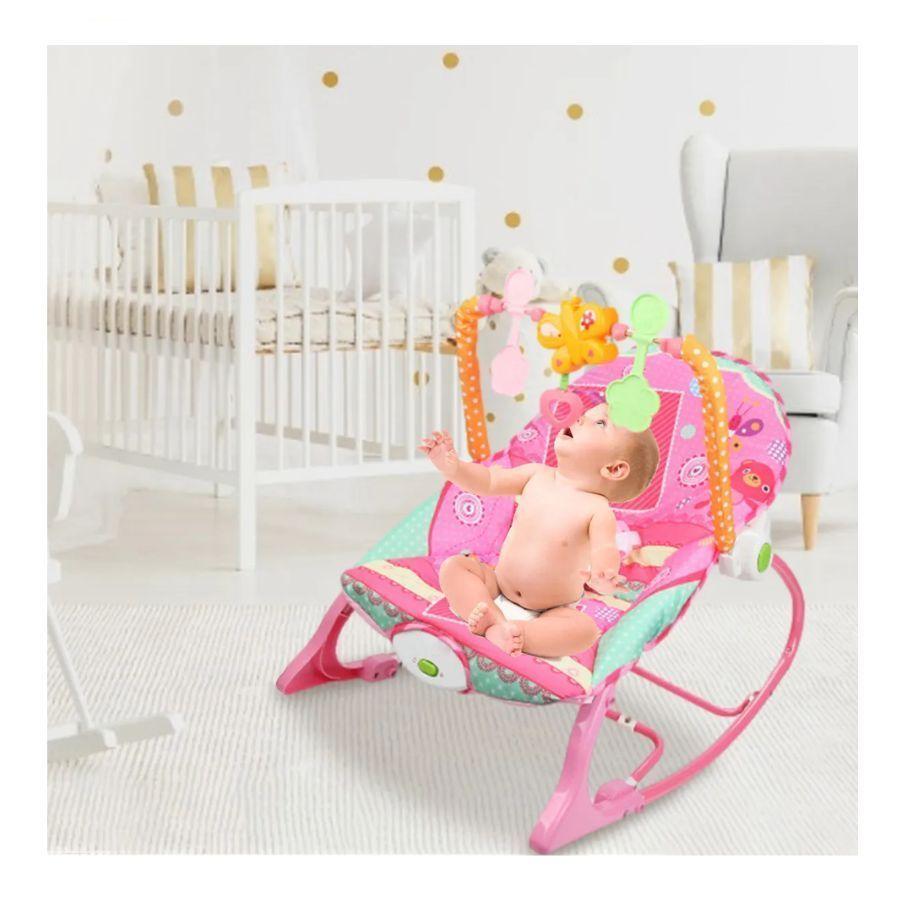 Silla Mecedora Musical Para Bebé 3 En 1 Fucsia-4