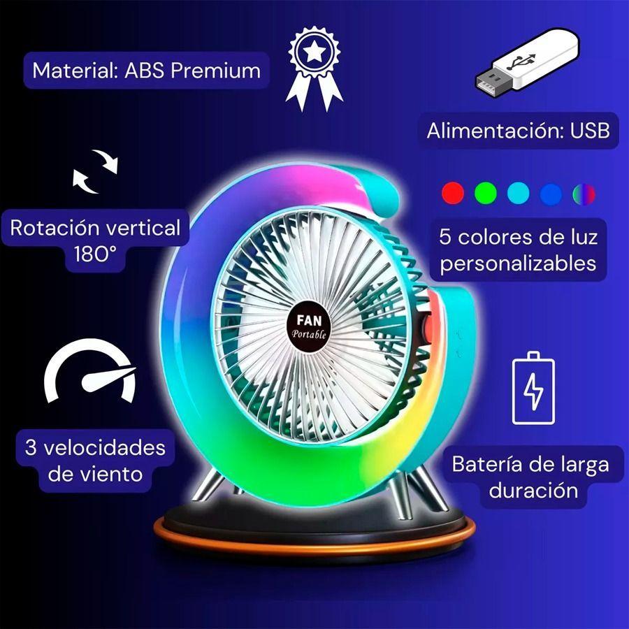 Ventilador Portátil De 3 Velocidades Con Luces RGB-2