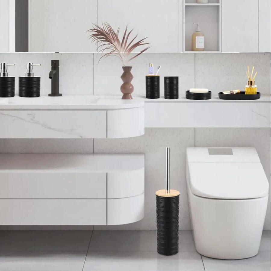 Cepillo De Baño Con Tapa De Bamboo 41x9.2 cm Negro-3