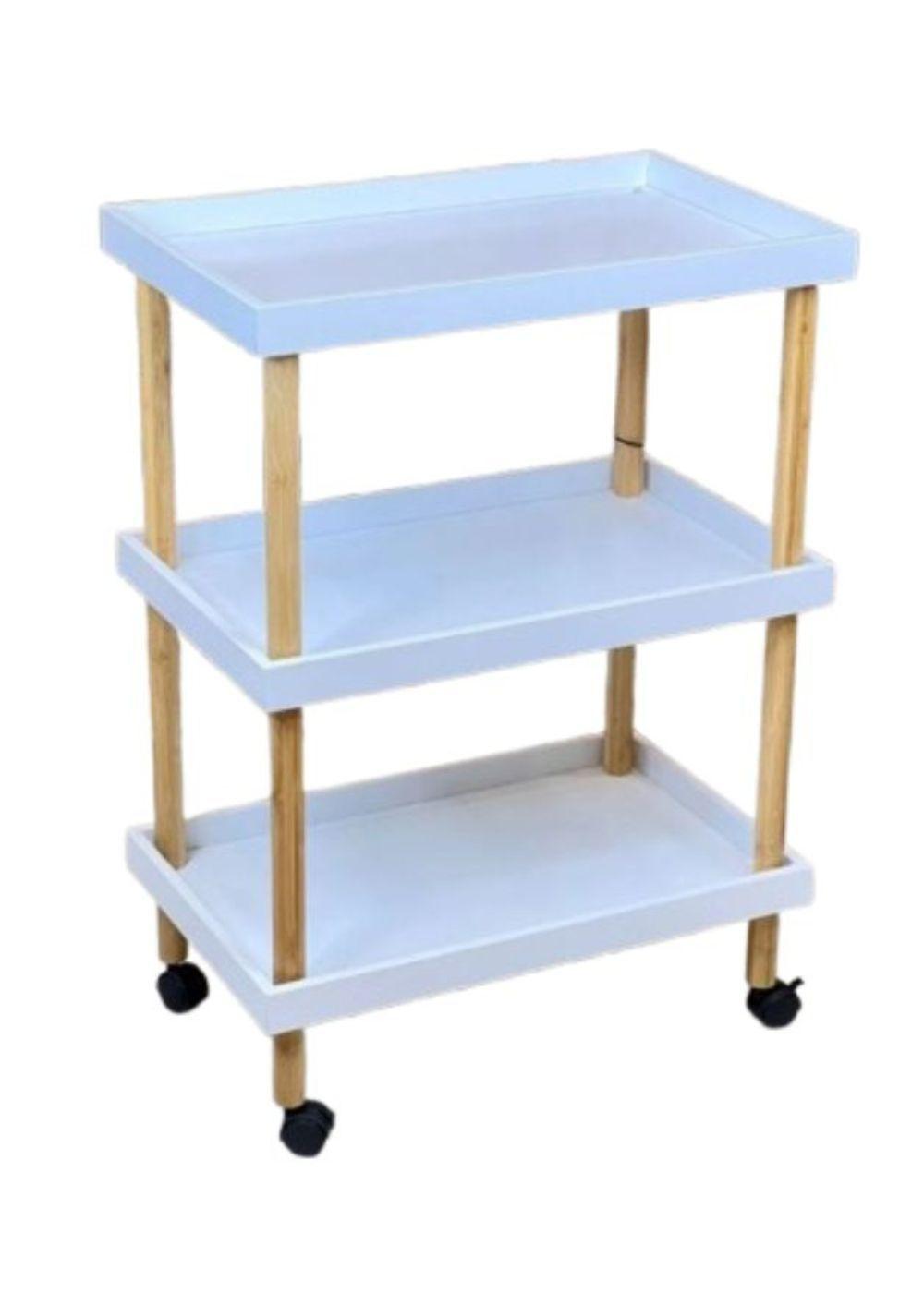 Carrito Multiuso Auxiliar Bambú 3 Niveles Color Blanco-0