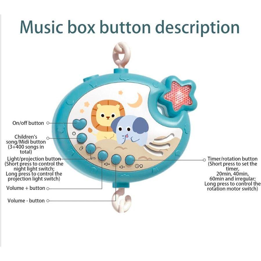 Móvil Musical Para Cuna De Bebé Con Proyección De Luz-4