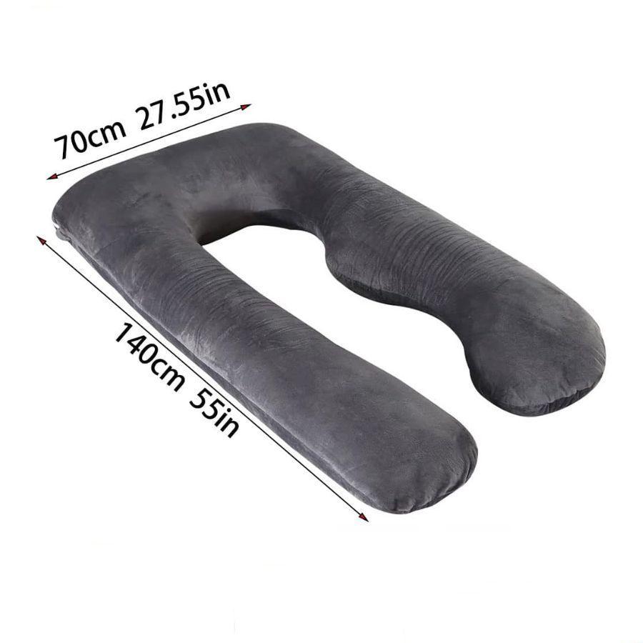Cojín Multifuncional Terciopelo Almohada De Maternidad Gris 140x70cm-5