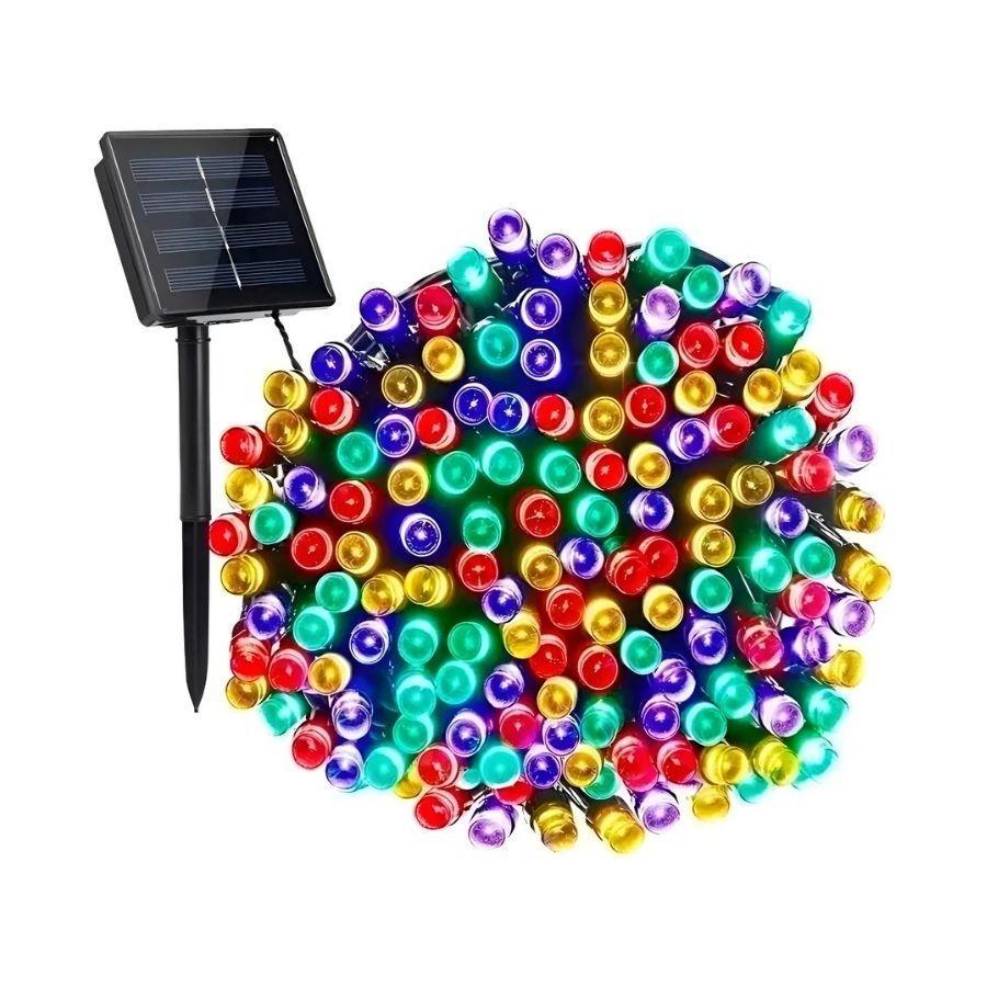 Luces Guirnalda Solar 10 Metros 100 Led Multicolor Navidad-0