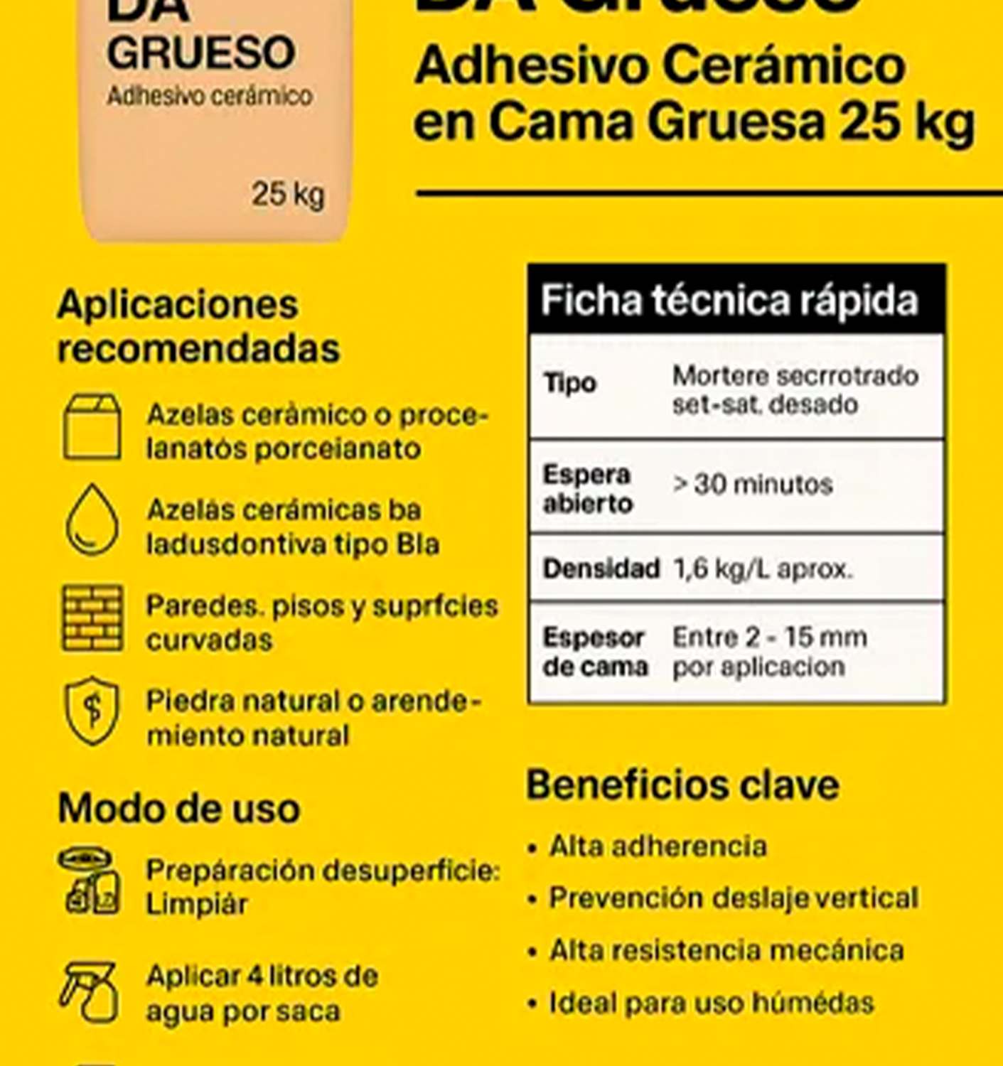 Bekron DA Grueso - Adhesivo cerámico, 25Kg-1