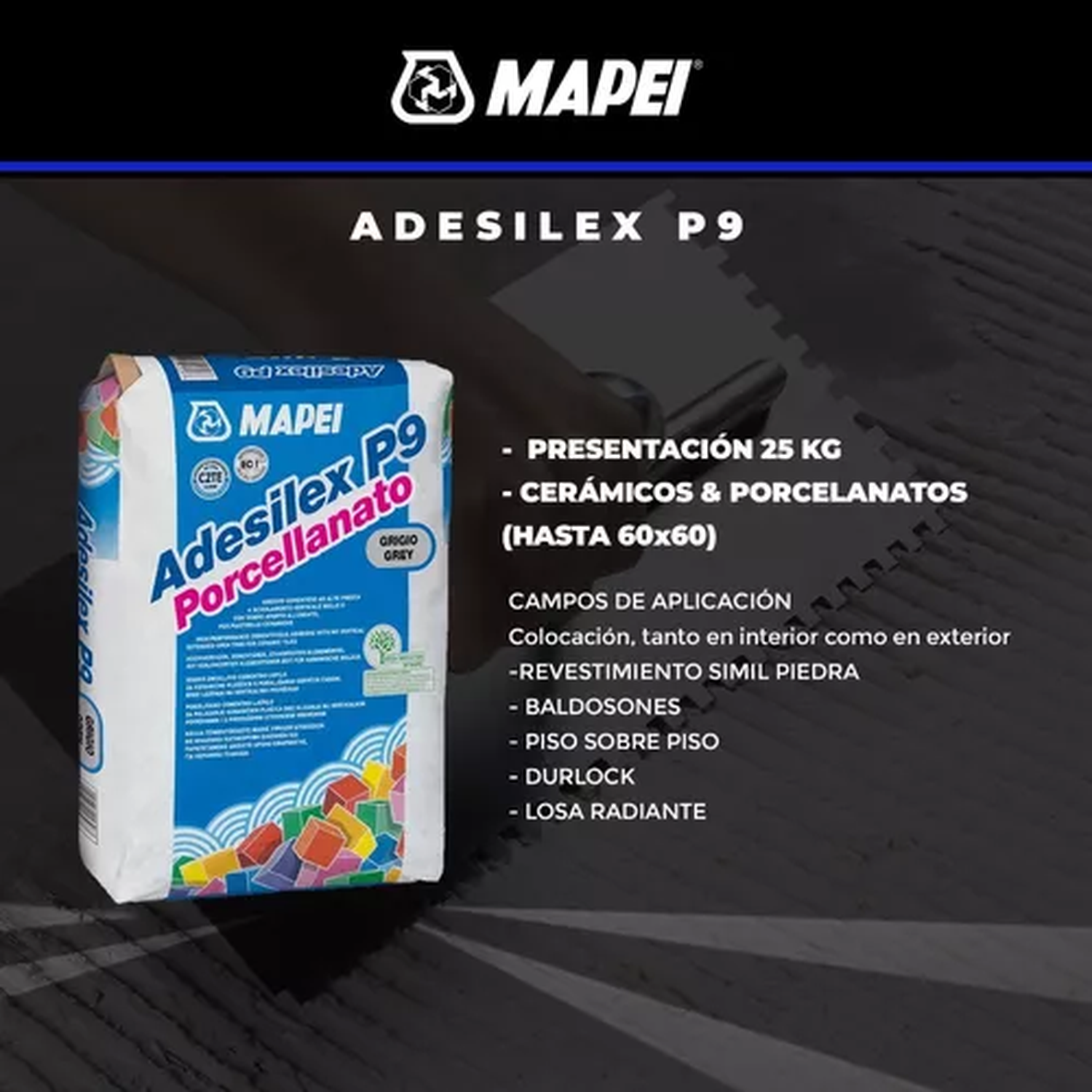 ADESILEX P9 PORCELLANATO - Adhesivo cementicio, Saco 25Kg-1