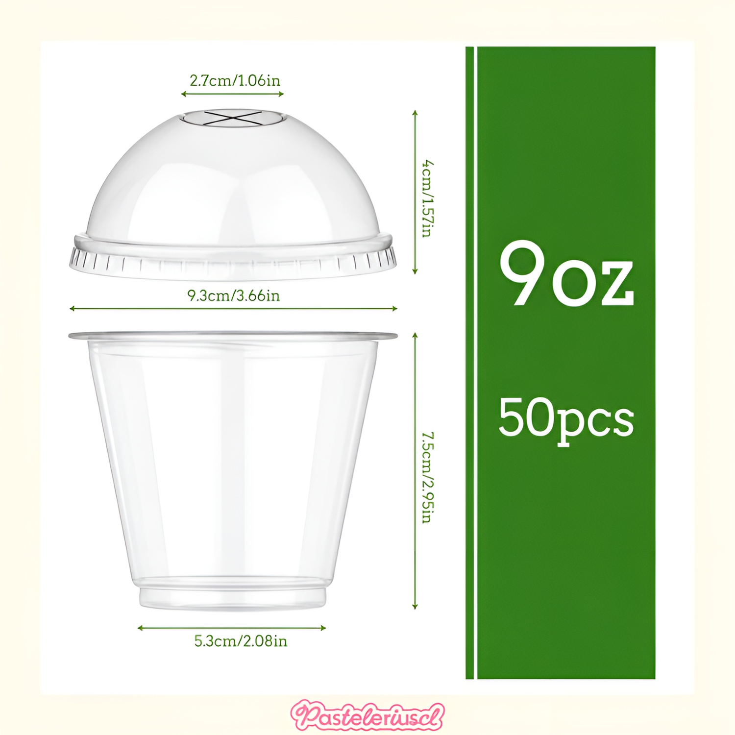 X50 Vasos Plasticos Desechables Vaso Tapa Domo con Hoyo 9oz Vasos de Postre con Tapas de Cúpula-2