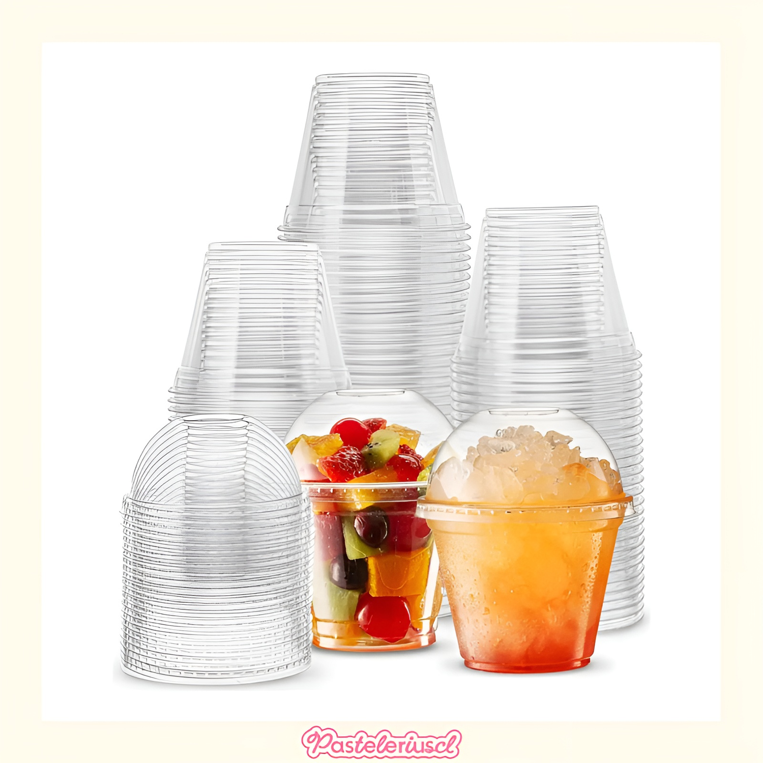 X50 Vasos Plasticos Desechables Vaso Tapa Domo con Hoyo 9oz Vasos de Postre con Tapas de Cúpula-4