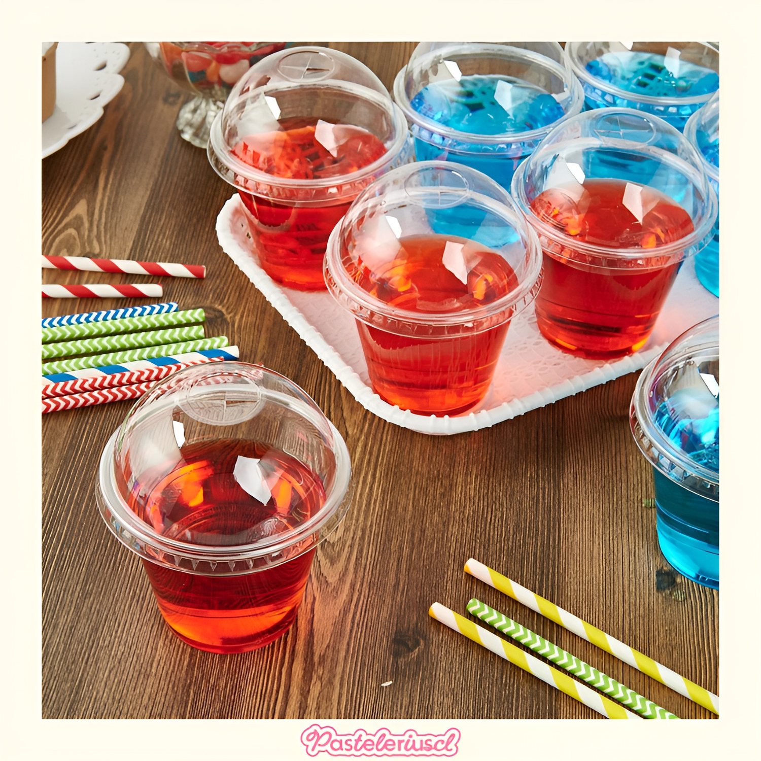 X50 Vasos Plasticos Desechables Vaso Tapa Domo con Hoyo 9oz Vasos de Postre con Tapas de Cúpula-6