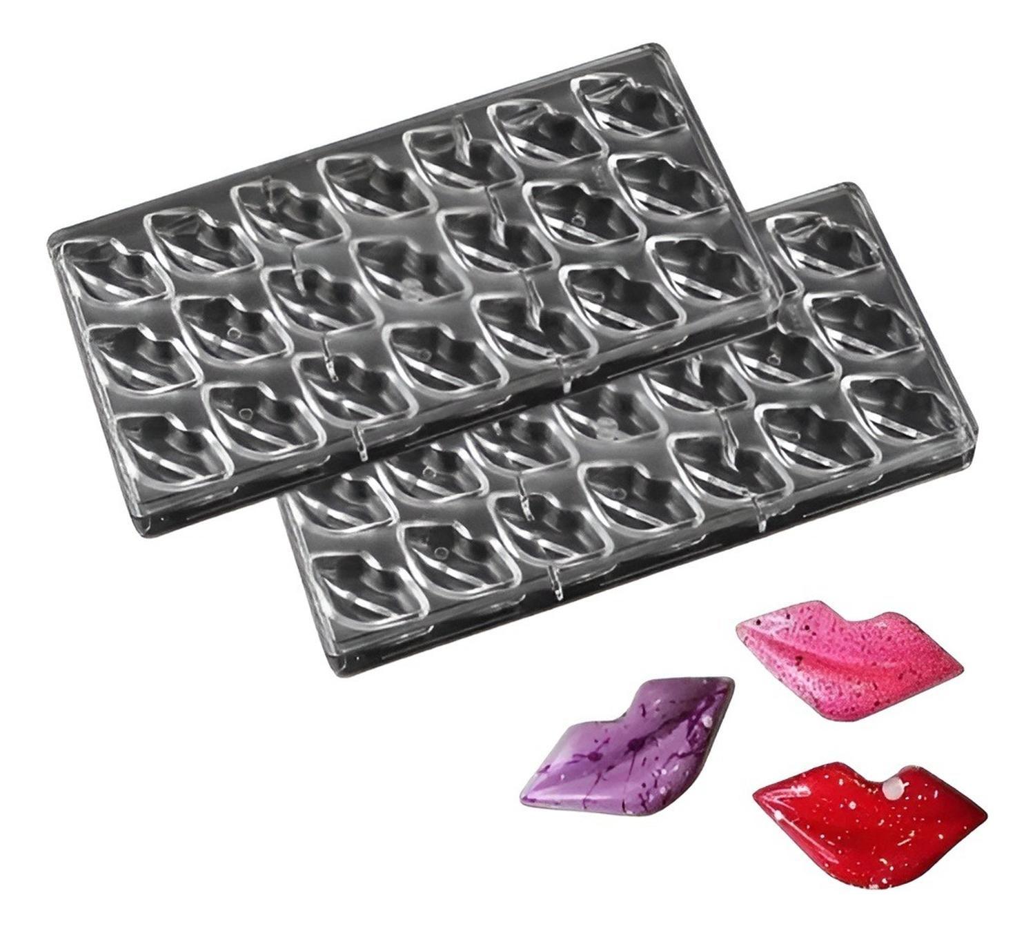 Pack X2 Molde Chocolate Acrilico Moldes Chocolate Molde Beso Gris-0