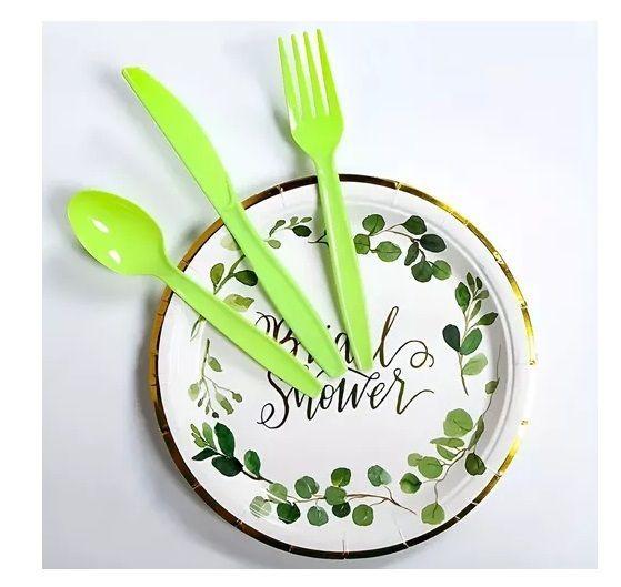 Cuchillo Plastico Cuchillos Desechable Servicio De Cubiertos Verde-6