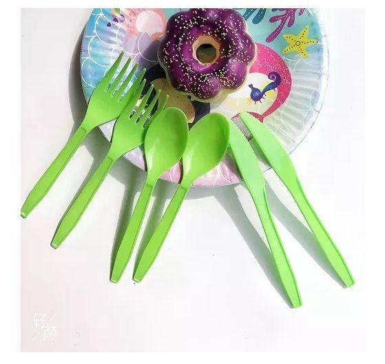 Cuchillo Plastico Cuchillos Desechable Servicio De Cubiertos Verde-7